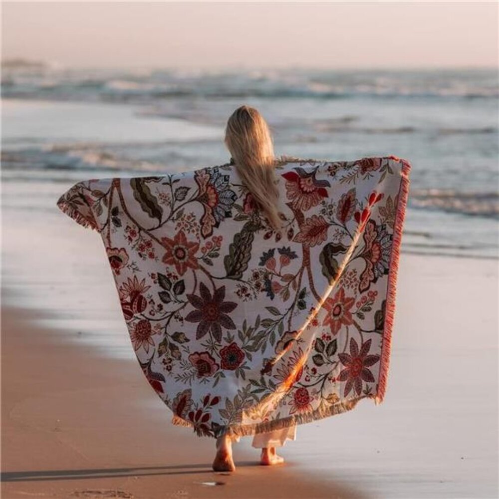 Boho Throw Blanket Reversible Cotton Tapestry Hippie Room Decor - Picture 3 of 7